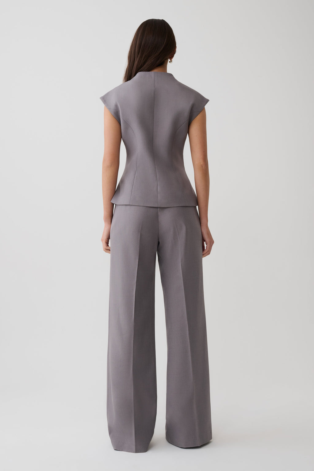 Double Breasted Vest - Light Grey Marle