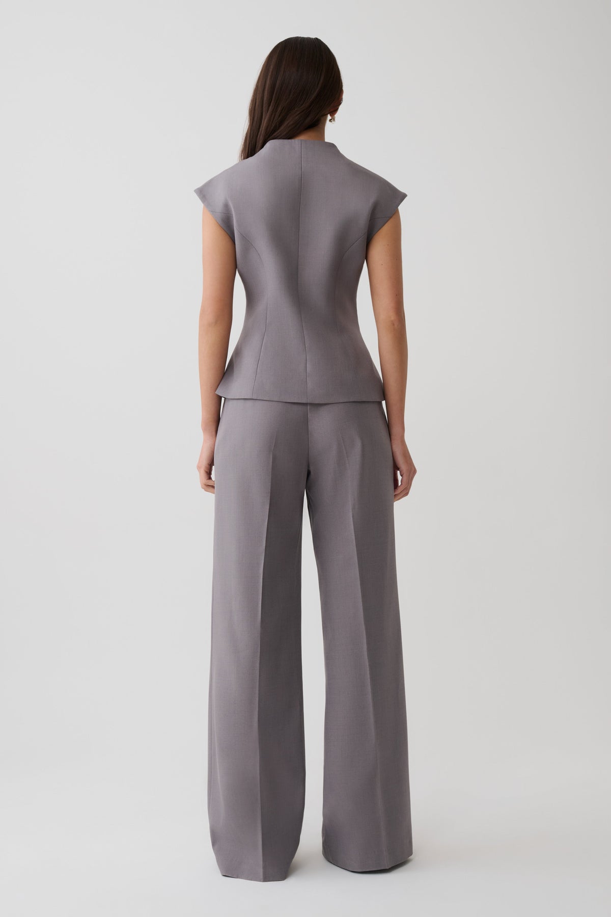 Double Breasted Vest - Light Grey Marle
