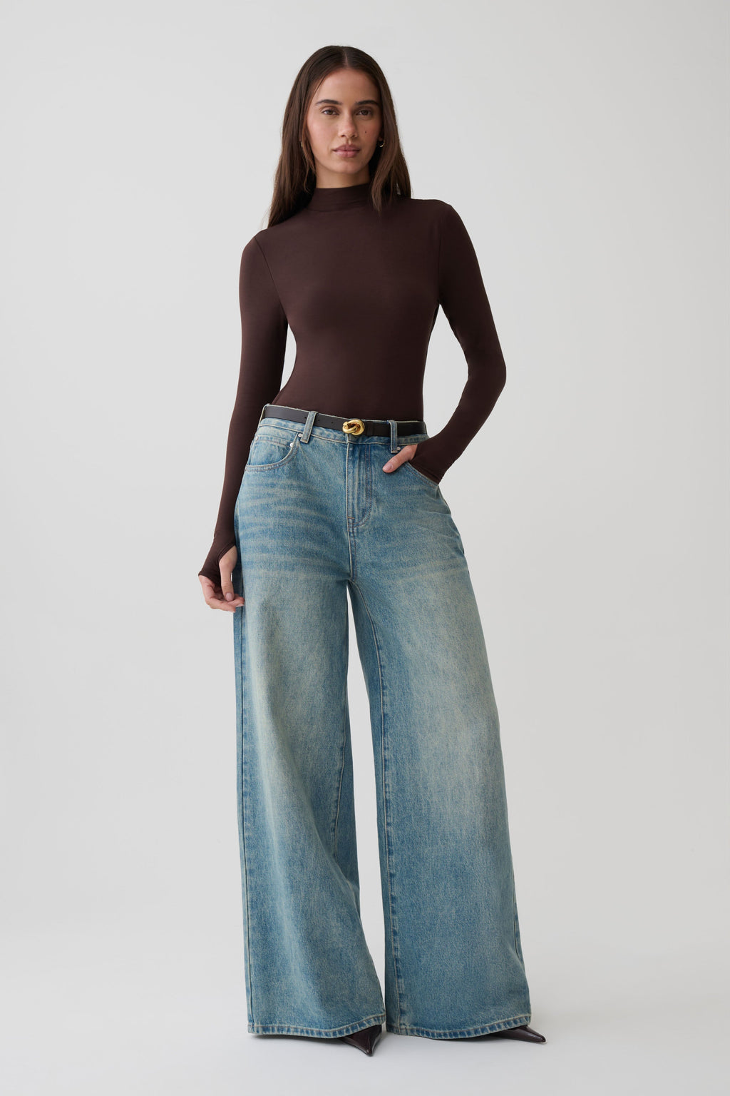 Longsleeve Roll Neck Top - Dark Chocolate