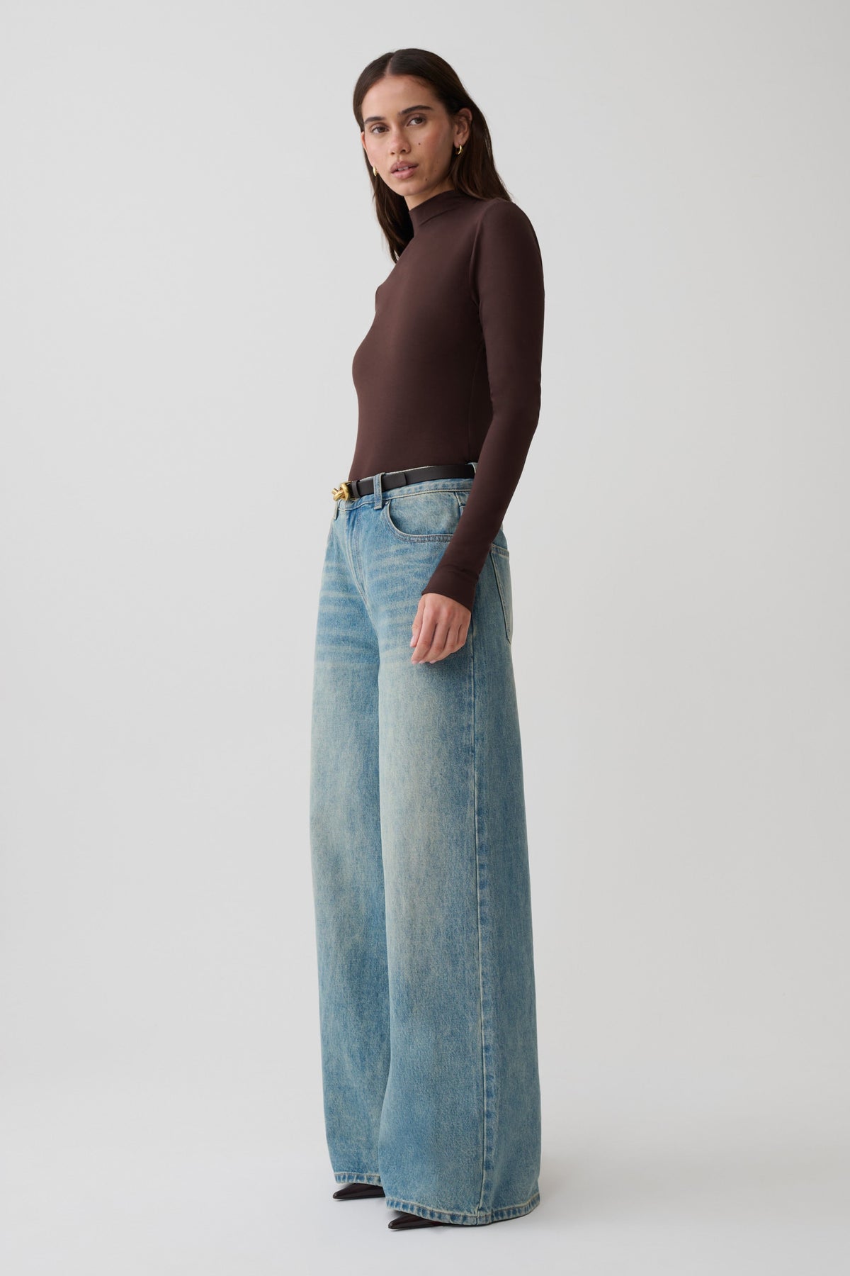 Longsleeve Roll Neck Top - Dark Chocolate