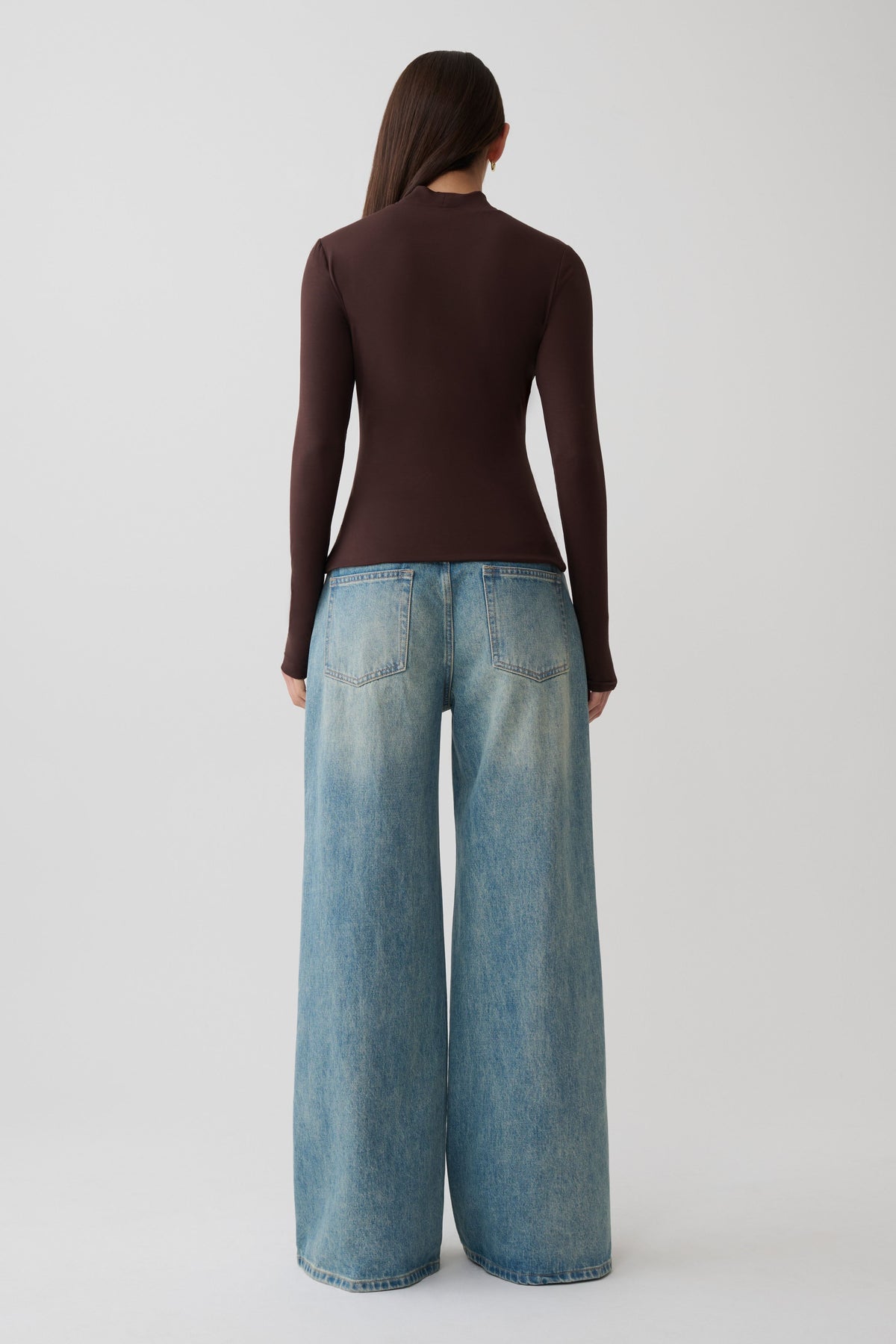 Longsleeve Roll Neck Top - Dark Chocolate