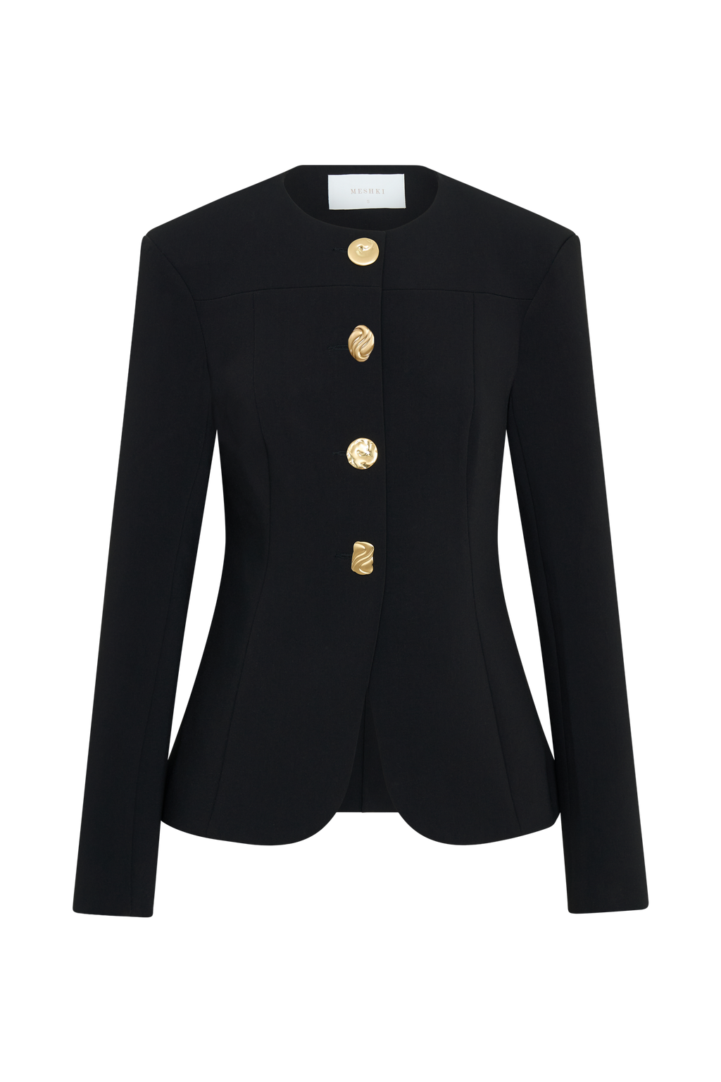 Mixed Button Blazer - Black