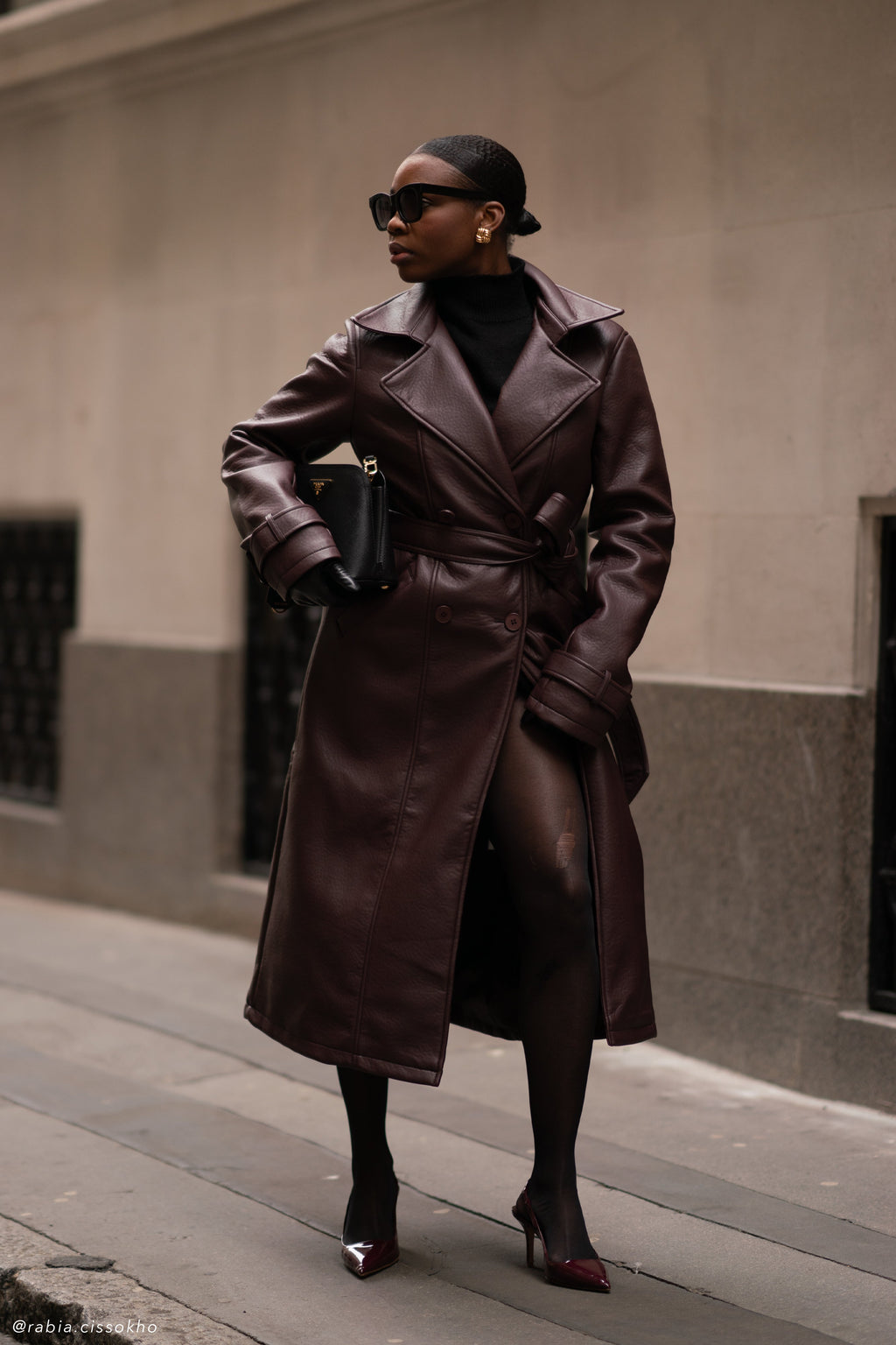 Faux Leather Trench Coat - Cacao Brown