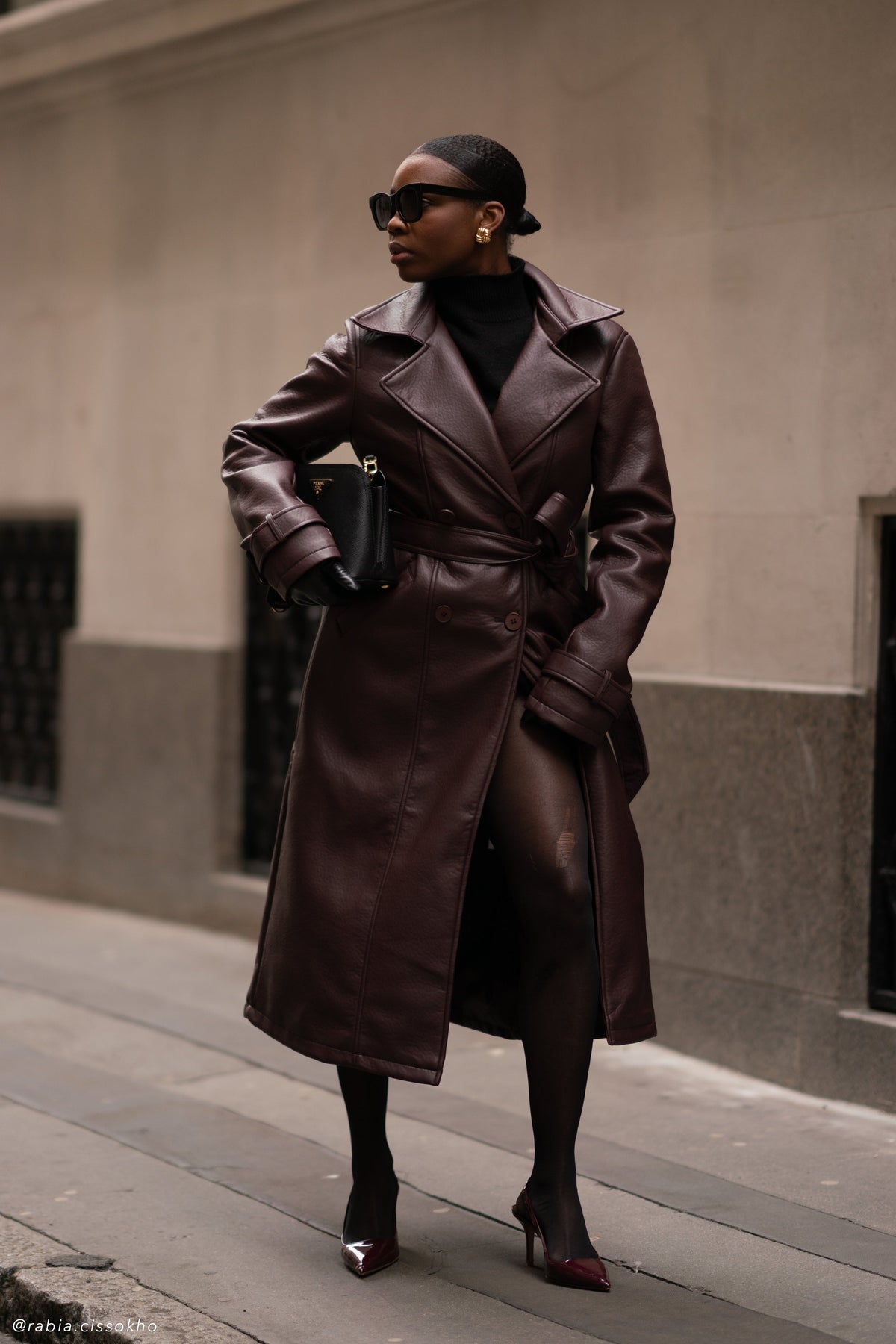 Faux Leather Trench Coat - Cacao Brown